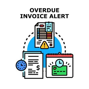 Overdue invoice alert receiving payment reminder concept Illustrazione stock