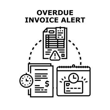 Overdue invoice alert receiving payment reminder concept Illustrazione stock