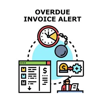 Overdue invoice alert system creating financial pressure Illustrazione stock