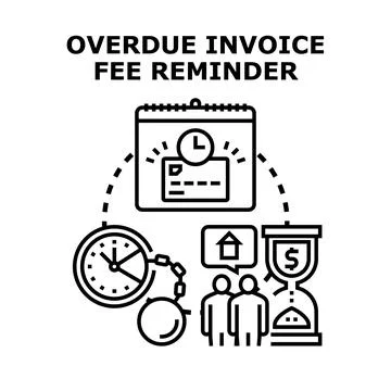 Overdue invoice fee reminder concept flat illustration Illustrazione stock