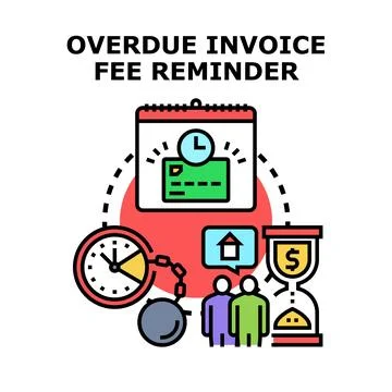 Overdue invoice fee reminder concept flat illustration Stock Illustration