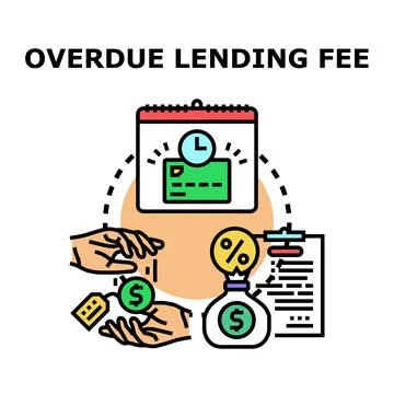 Overdue lending fee financial concept illustration Stock Illustration