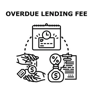 Overdue lending fee financial concept illustration Stock Illustration