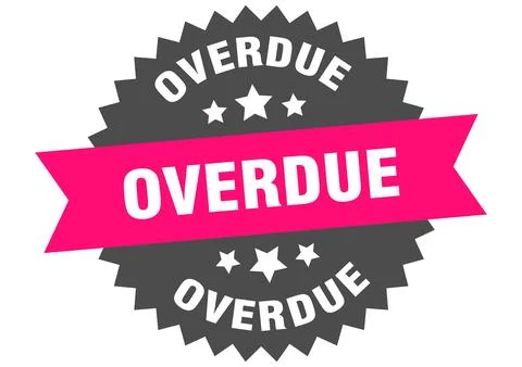 Overdue. overdue round pink label isolated on transparent background Stock Illustration