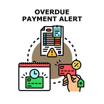 Overdue payment alert concept planning finance debt Illustrazione stock