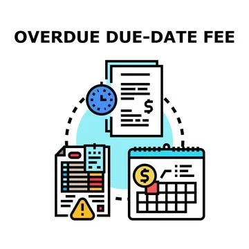 Overdue payment displaying fee and financial penalty Stock Illustration