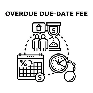 Overdue payment due date financial fee concept Stock Illustration