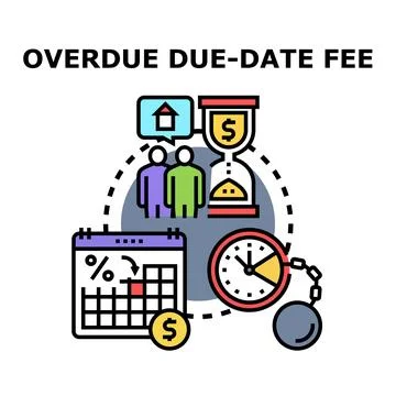 Overdue payment due date financial fee concept Stock Illustration