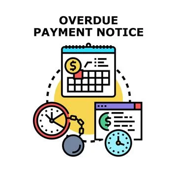 Overdue payment notice concept receiving invoice deadline Illustrazione stock