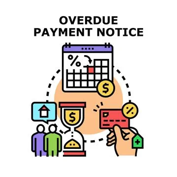 Overdue payment notice concept vector illustrating financial obligations Stock Illustration