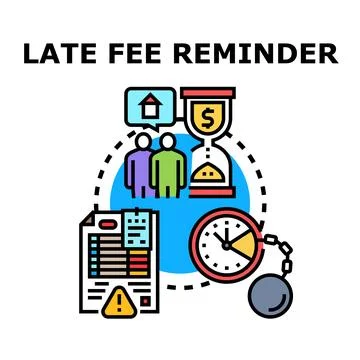 Overdue payment reminder vector icon concept Illustrazione stock
