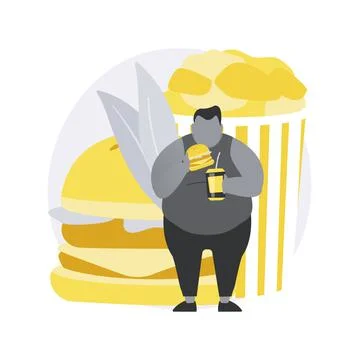 Overeating addiction abstract concept vector illustration. Stock Illustration