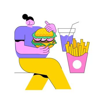 Overeating addiction abstract concept vector illustration. Illustrazione stock