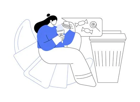 Overeating addiction abstract concept vector illustration. Stock Illustration