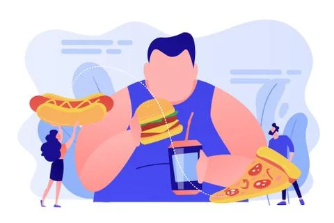 Overeating addiction concept vector illustration. Stock Illustration