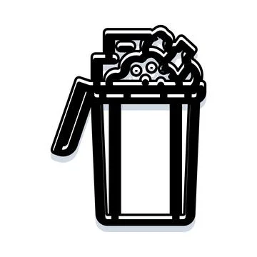 Overfilled garbage bin with waste for disposal Stock Illustration