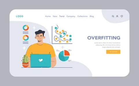Overfitting in data analysis concept. Flat vector illustration. 库存插图