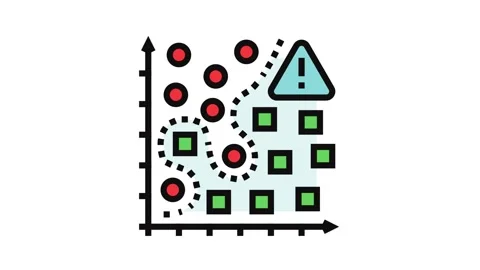 Overfitting warning machine learning color icon animation Stock Footage 326108003