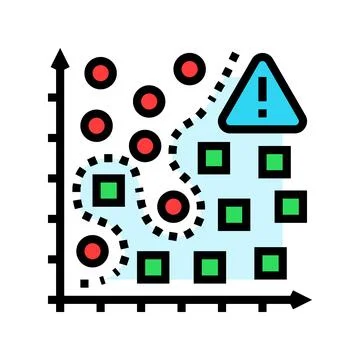 Overfitting warning machine learning color icon vector illustration イラスト素材