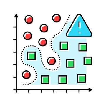 Overfitting warning machine learning color icon vector illustration Illustrazione stock