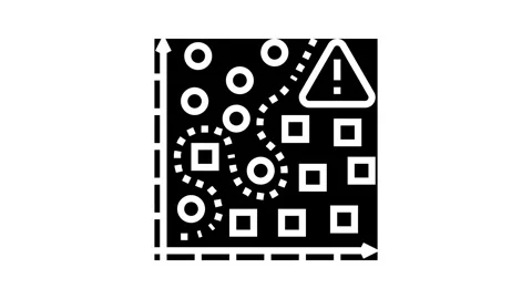 Overfitting warning machine learning glyph icon animation Stock Footage 326145293