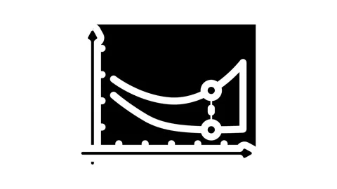 Overfitting warning machine learning glyph icon animation Stock Footage 326735692