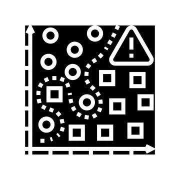 Overfitting warning machine learning glyph icon vector illustration イラスト素材