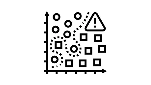 Overfitting warning machine learning line icon animation Stock Footage 326125521