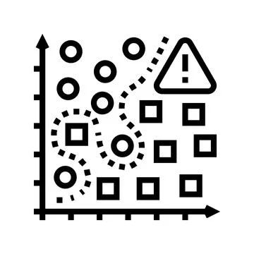 Overfitting warning machine learning line icon vector illustration イラスト素材