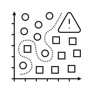 Overfitting warning machine learning line icon vector illustration Stock Illustration