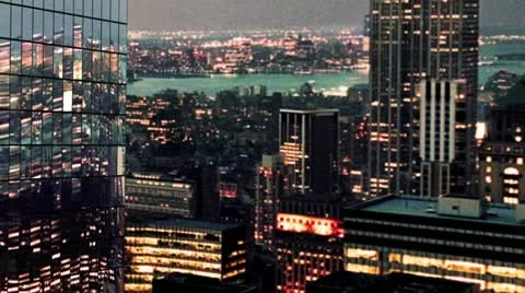 Overflew around the mirrored skyscraper. fly around the skyscraper. Stock Footage 12021086