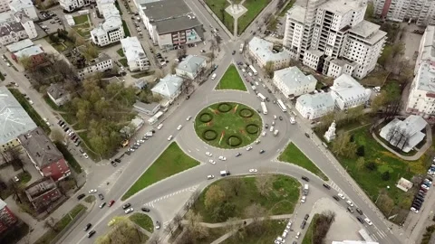 Overflight over the city car interchange Stock Footage 163879803