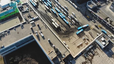 Overflight over the interchange station Stock Footage 88378428