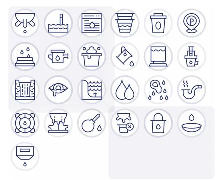 Overflow 256x256 Vector Icon Pack with 25 Regular Line Display Perfect Elemen Illustrazione stock