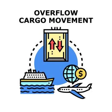 Overflow cargo movement logistics and transfer icon Stock Illustration