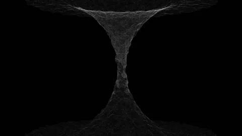 Overflow of gray smoke, particles from top to bottom, on a black background Stock Footage 229656429