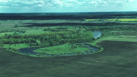 Overflow of the river, into the fields, flood. Desna river Stock-Footage 154660277