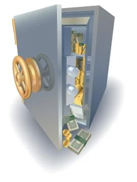 Overflowing full safe Stock Illustration