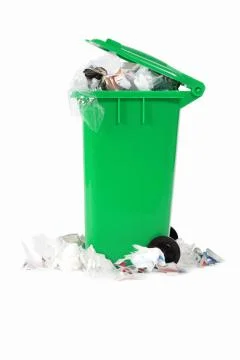 Overflowing garbage bin Stock Photos