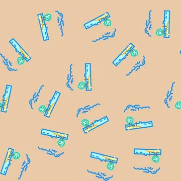 Overflowing river disaster vector seamless pattern Stock Illustration