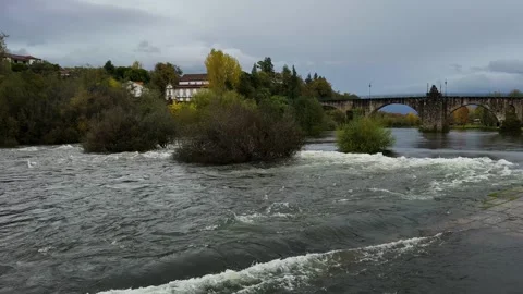 Overflowing rivers during storm Claudia. Video stock 321350927