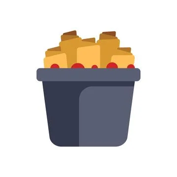 Overflowing trash can full of crumpled paper and waste Stock Illustration