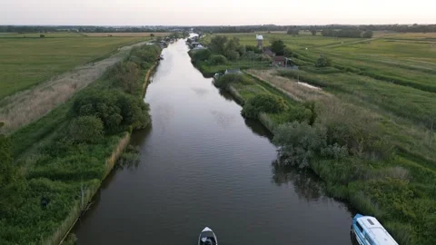 Overfly Small Boat on River Stock Footage 262049814