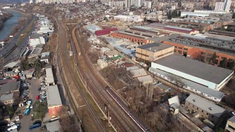 Overground metro in the city Stock Footage 242035791