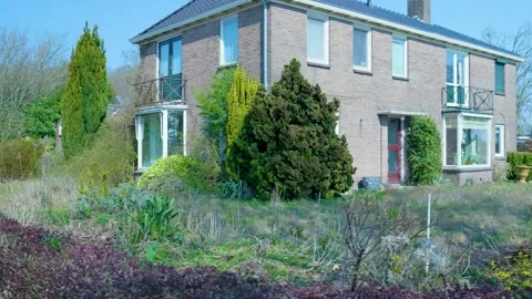 Overgrown front yard maintenance and transformation Stock Footage 335026830