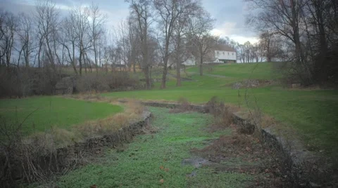 Overgrown Stream in Winter Stock Footage 58951245