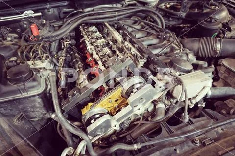Overhaul servicing of vehicle Stock Photos