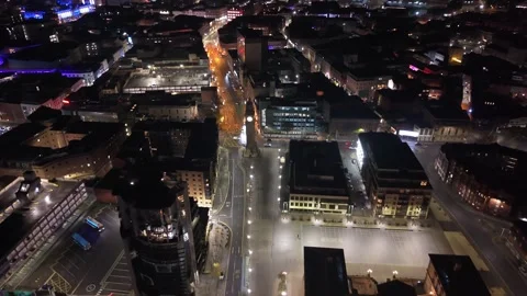 Overhead 4K 60 frames per second aerial video of Belfast City Centre in Stock Footage 321942528