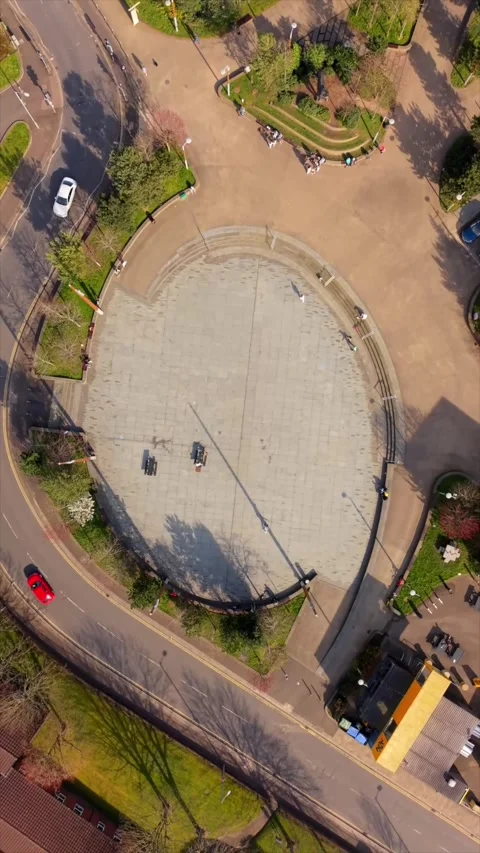 Overhead 60FPS vertical social ratio aerial GV of C.S. Lewis Square in East Stock Footage 333155151