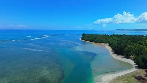 Overhead 90-Degree Drone View of Turquoise Waves Lapping Luquillo Sand Stock Footage 341902119